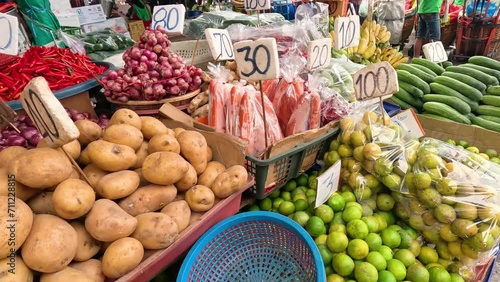 Bustling Fresh Produce Market Scene photo