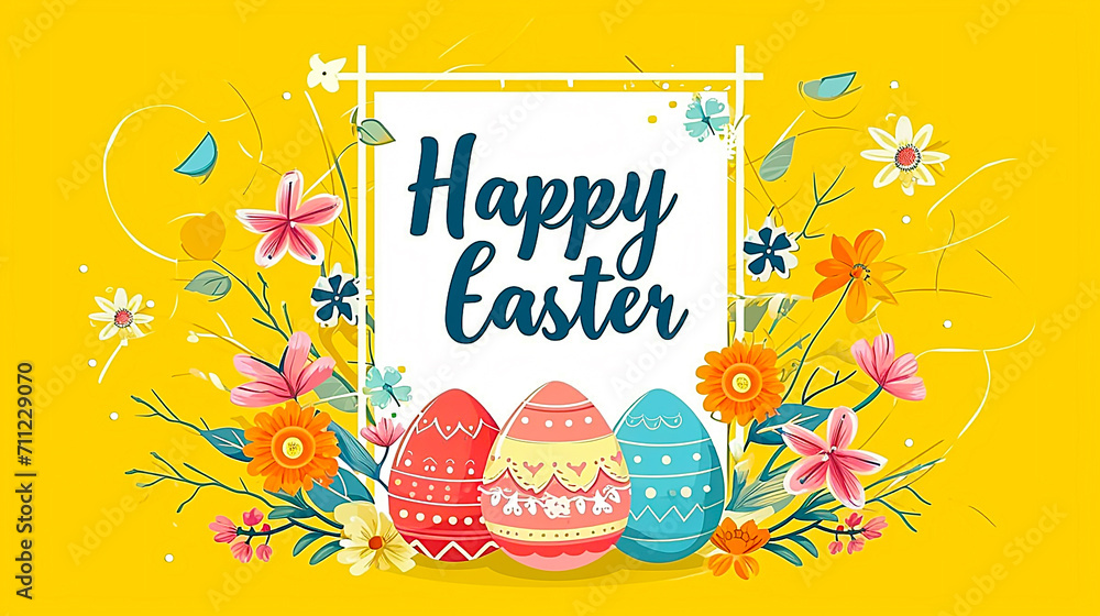 Fototapeta premium cute easter clip art on yellow background