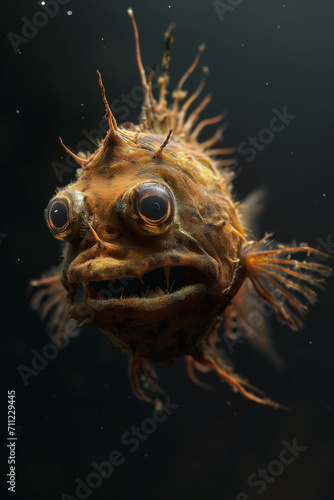 scary deep sea fish, grumpy fish