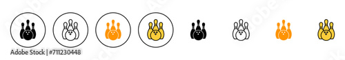 Bowling icon set vector. bowling ball and pin sign and symbol.