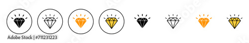 Diamond icon set vector. diamond gems sign and symbol
