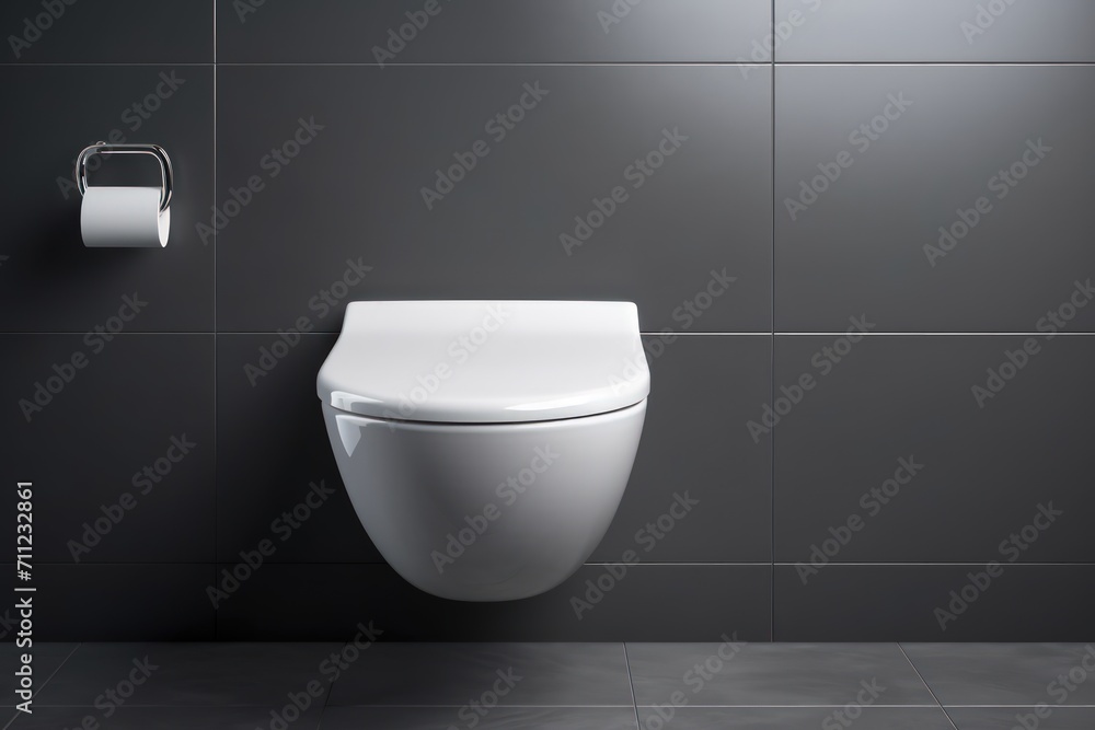 Ceramic white toilet bowl near a grey wall Ceramic white toilet bowl near a grey wall