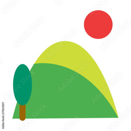 山を表すカラースタイルのアイコン