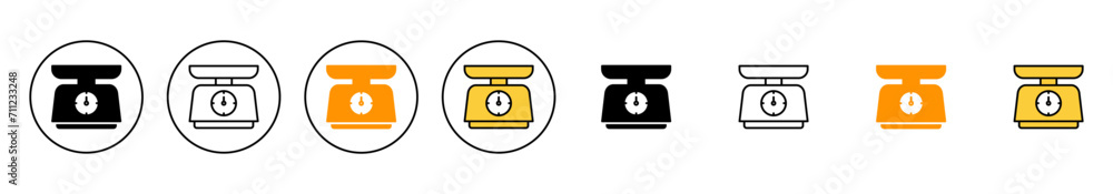 Scales icon set vector. Weight scale sign and symbol Scales icon set vector. Weight scale sign and symbol