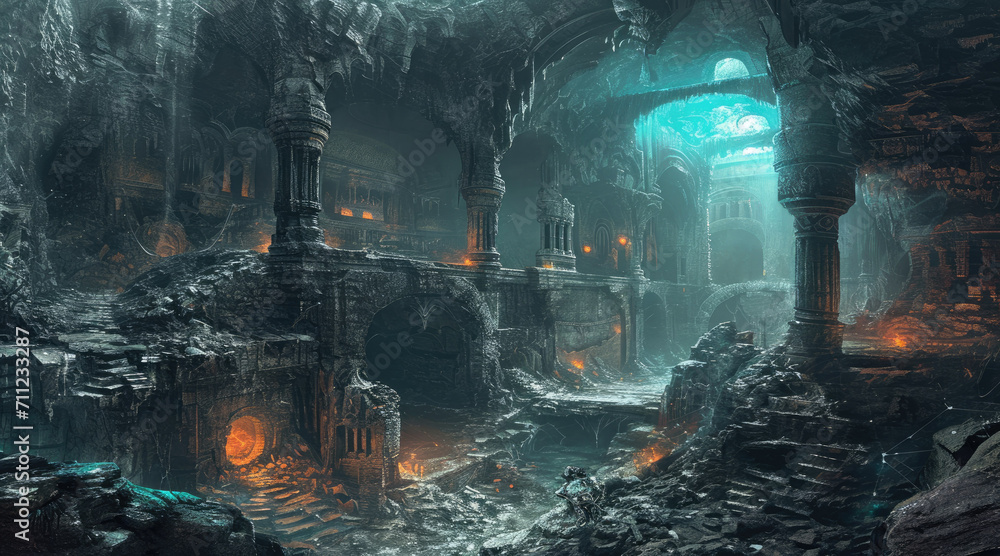 Obraz premium Eerie fantasy dungeon concept