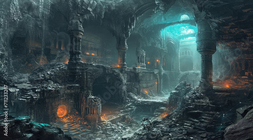 Eerie fantasy dungeon concept photo