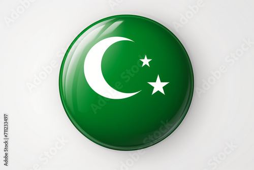 The flag of Pakistan. Standard color. Round button icon. The circle icon. Computer illustration. Digital illustration. Vector illustration.