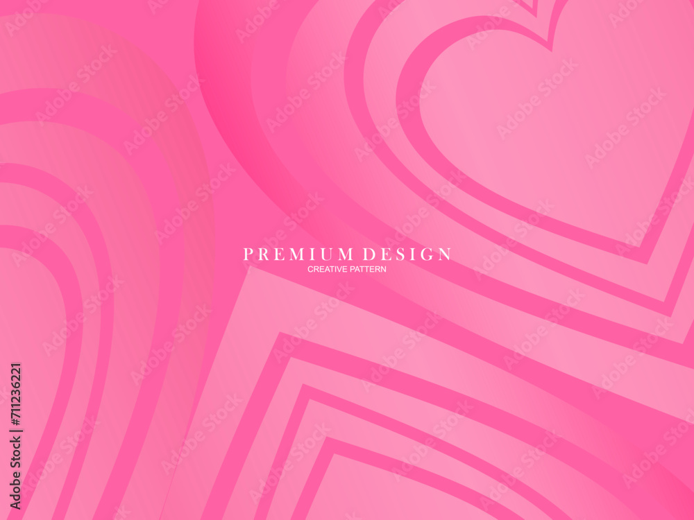 Pink heart background with modern concept. Romantic cute background.