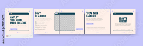 Carousel post template for social media. Microblog style, modern simple minimalist style