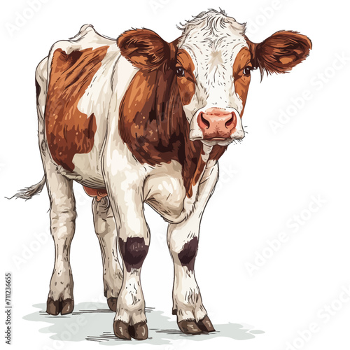 Cute black and white cow. Vector illustration of a cow.