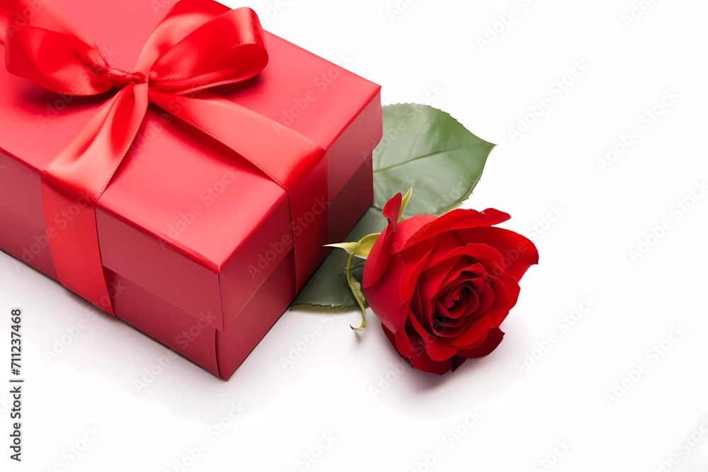 Valentines and Birthday day party decorations background, Red gift box on white background, copy space banner. Valentines and Birthday day party decorations background, Red gift box on white background, copy space banner.