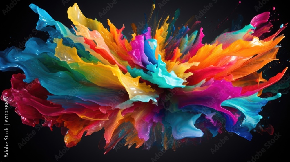 A swirl of colors exploding from a paintbrush, mirroring the diversity and vibrancy that life brings to the world. - obrazy, fototapety, plakaty 