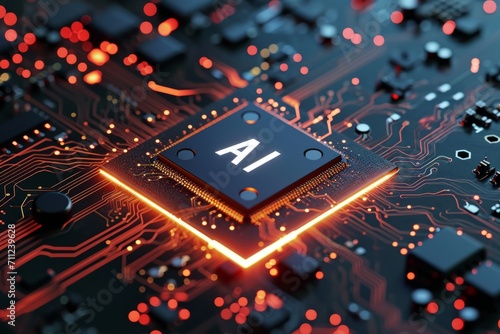 Artificial intelligence micro chip with AI text on chip