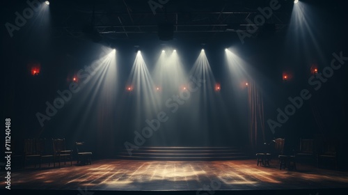 Dramatic lighting on an empty stage, setting the scene for an impactful performance or announcement
