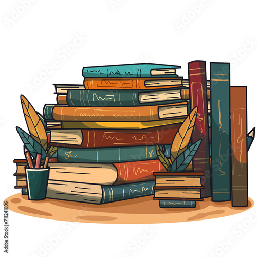 stack of books and office stationery
