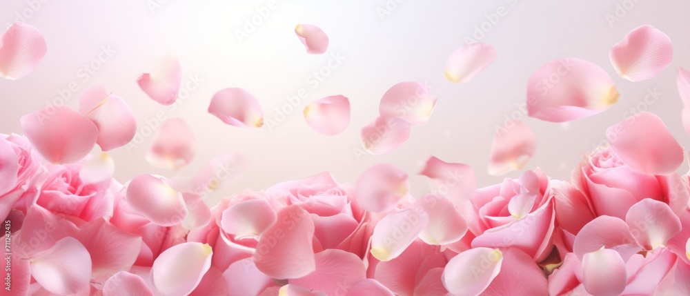 Petals of pink rose gentle background. flying petals for romantic banner design. Petals of pink rose gentle background. flying petals for romantic banner design.