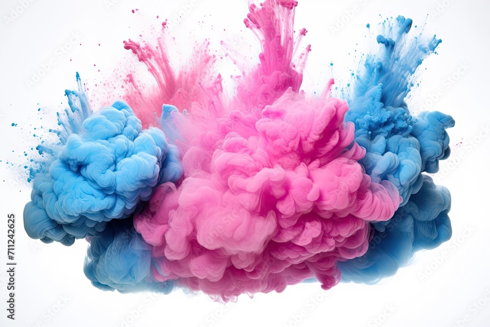 Fototapeta premium Colorful powder explodes white background