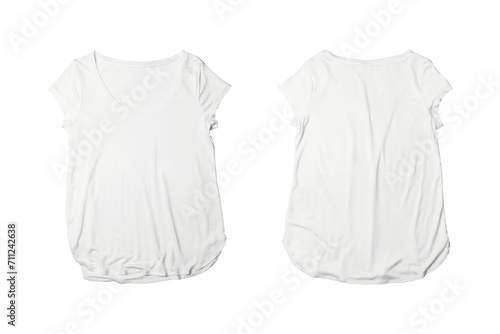 Blank White Women Cotton Wide Neck Short Sleeve Tee Template: Colored Wide Neck T-shirt Mockup with Front and Back Views.