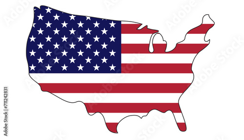 American flag on USA map vector illustration