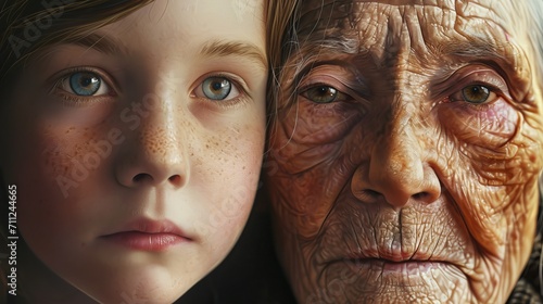 Blurred Faces Representing Different Stages of Female Life from Childhood to Old Age
