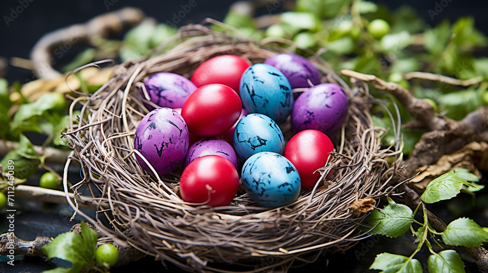 easter eggs in a nest easter eggs in a nest