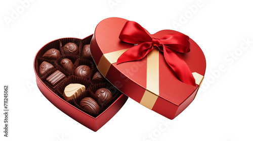 box of chocolate gift with ribbon isolated on white background