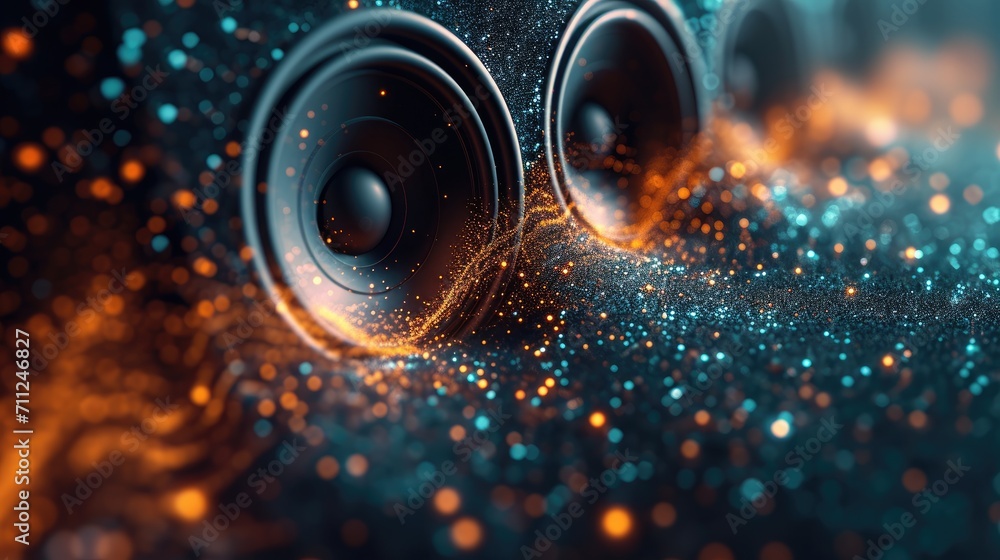 A speaker with sound waves emanating, realistic details showing vibration and energy A speaker with sound waves emanating, realistic details showing vibration and energy
