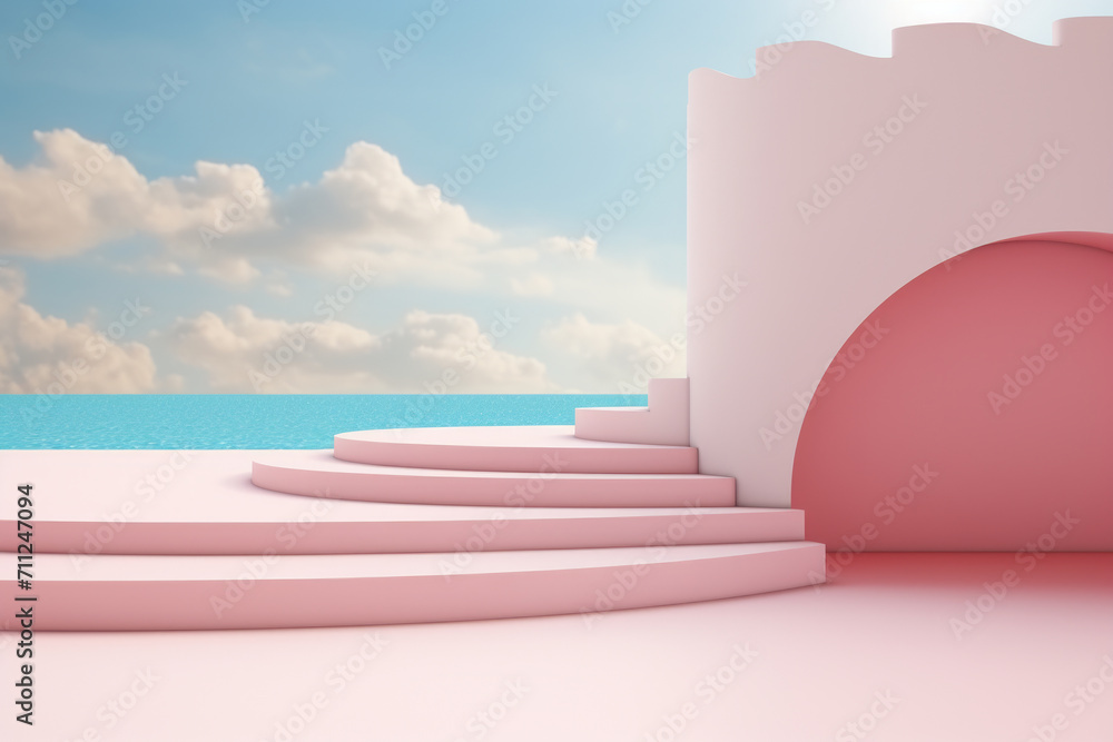 Pink Wall with Steps Pink Wall with Steps