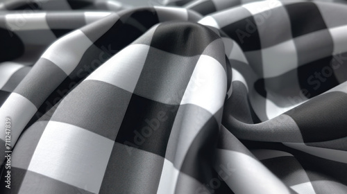 The luxurious texture of a black and white checkered fabric, perfect for a sophisticated fashion or home decor theme.