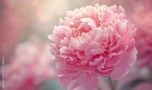 Pink Peony Flower Head Full Bloom  Generative AI