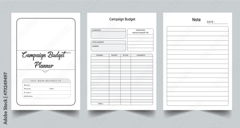 Editable Campaign Budget Planner Kdp Interior printable template Design.
