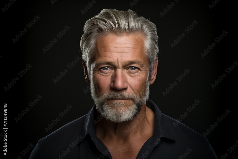 Portrait of a handsome mature man with grey hair and beard. Portrait of a handsome mature man with grey hair and beard.