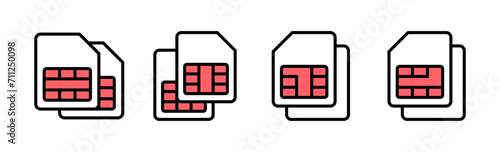 Sim card icon set illustration. dual sim card sign and symbol