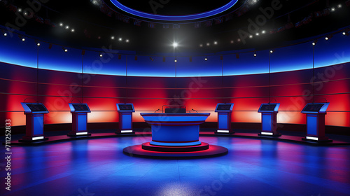 Generate an image of a presidential debate stage for speech photo