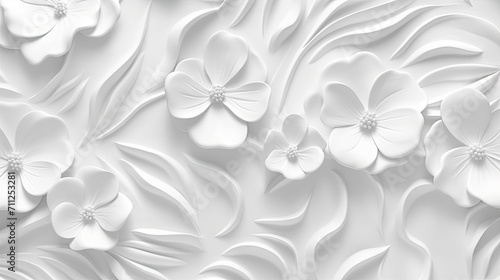 Modern White Floral Relief Sculpture for Elegant Wall Decor