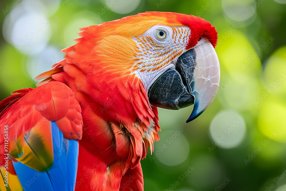 Close up of scarlet macaw parrot 