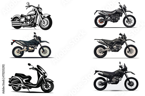 New creative motorcycle silhouette black and white vector bundle.