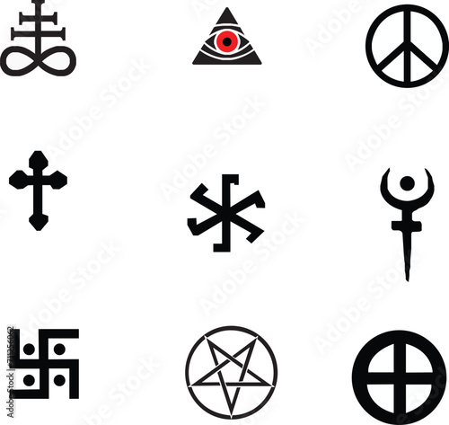 setan, simbol, salib, pentagram, ahli sihir, penyihir, vektor, bintang, menandatangani, rambu rambu, tanda, neraka, logo, lambang, tato, okultisme, seni, ilustrasi, arca, ikon, terisolasi, lawas, hall photo