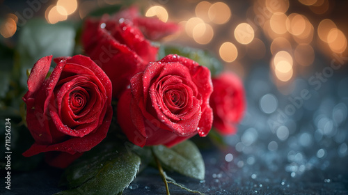 Beautiful bouquet red rose of love wallpapers background with glitter  bokeh lights  romantic and charm atmosphere in background. Valentine concept.