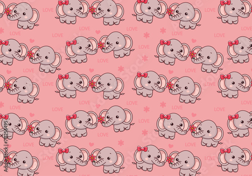 cute elephant illustration pattern, vector, for fabrics, children's background