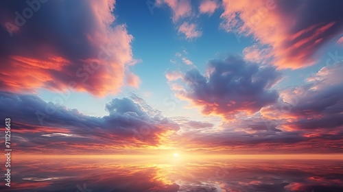 Fototapeta Naklejka Na Ścianę i Meble -  Beautiful orange and purple hues of the sky and clouds during sunset over the horizon