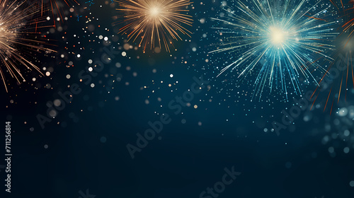 Happy New Year, burning fireworks with bokeh light background