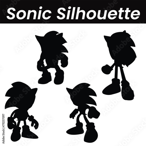 sonic vector illustration silhouette black and white