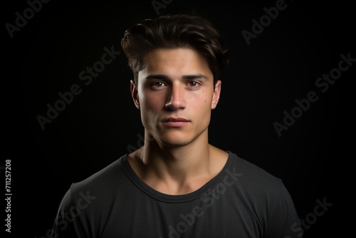 Portrait of a young man on a black background. Studio shot.
