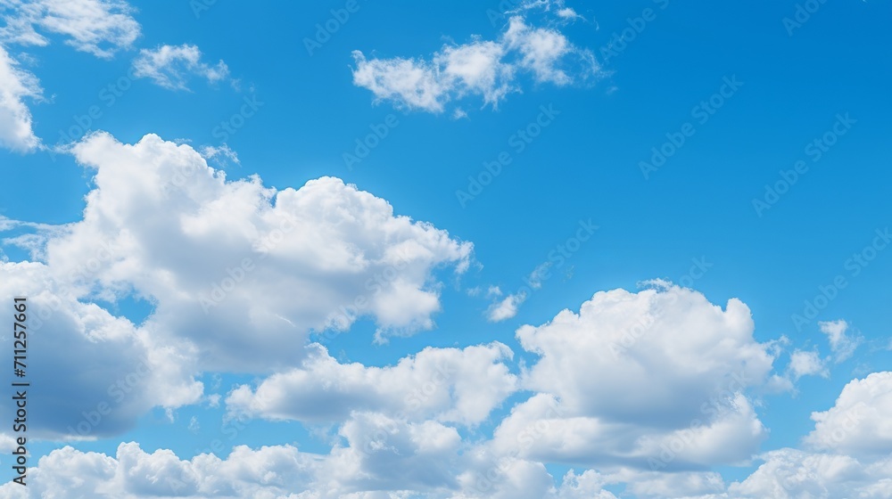 Beautiful blue sky with fluffy white clouds on a sunny day Beautiful blue sky with fluffy white clouds on a sunny day