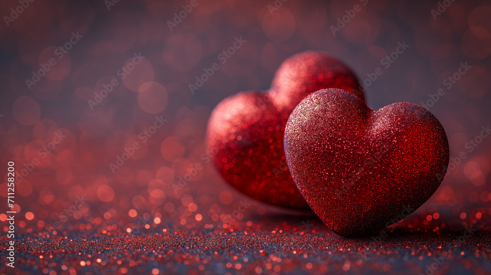 Beautiful red heart of love wallpapers background with glitter, bokeh lights, romantic and charm atmosphere in background. Valentine concept.