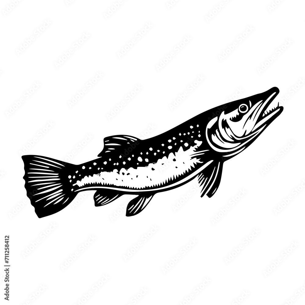 northern pike fish black silhouette logo svg vector, pike fish icon illustration. northern pike fish black silhouette logo svg vector, pike fish icon illustration.