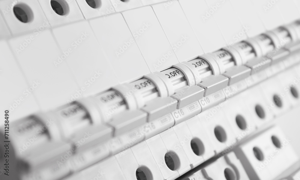 Automatic circuit breakers, isolated on a white background