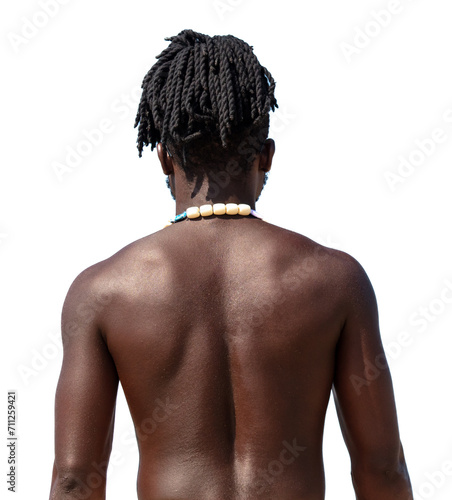 Naked body of an African man isolated on a white background