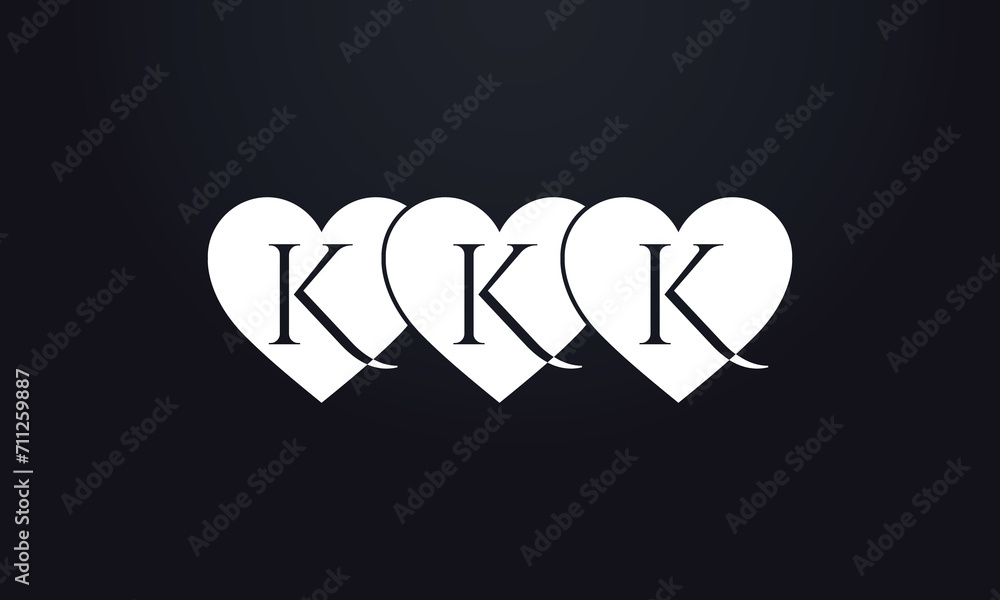 Triple Hearts shape KKK. Red heart sign letters. Valentine icon and love symbol. Romance love with heart sign and letters. Gift red love Triple Hearts shape KKK. Red heart sign letters. Valentine icon and love symbol. Romance love with heart sign and letters. Gift red love